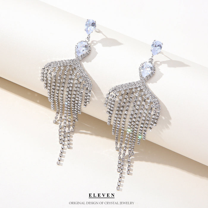 Vintage Rhinestone Tassel Earrings - Creative Statement Jewelry for Women