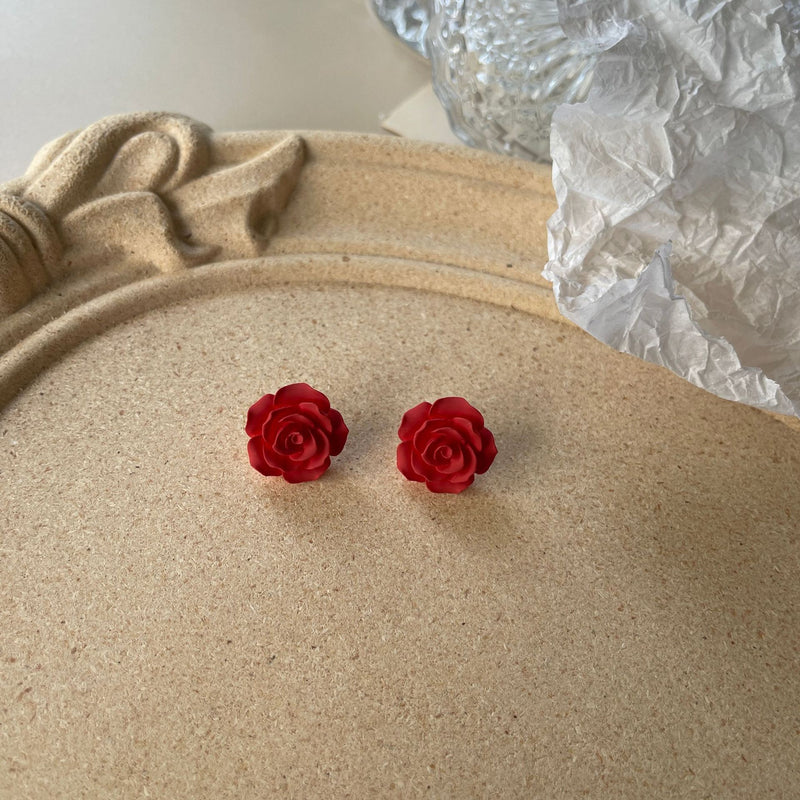 Pendientes de rosa S925 aguja de plata pendientes retro sencillos