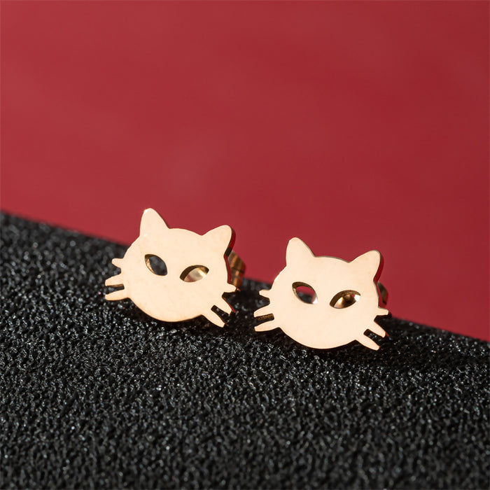 Mini Cat Paw Stainless Steel Stud Earrings - Adorable Pet Jewelry for Animal Lovers