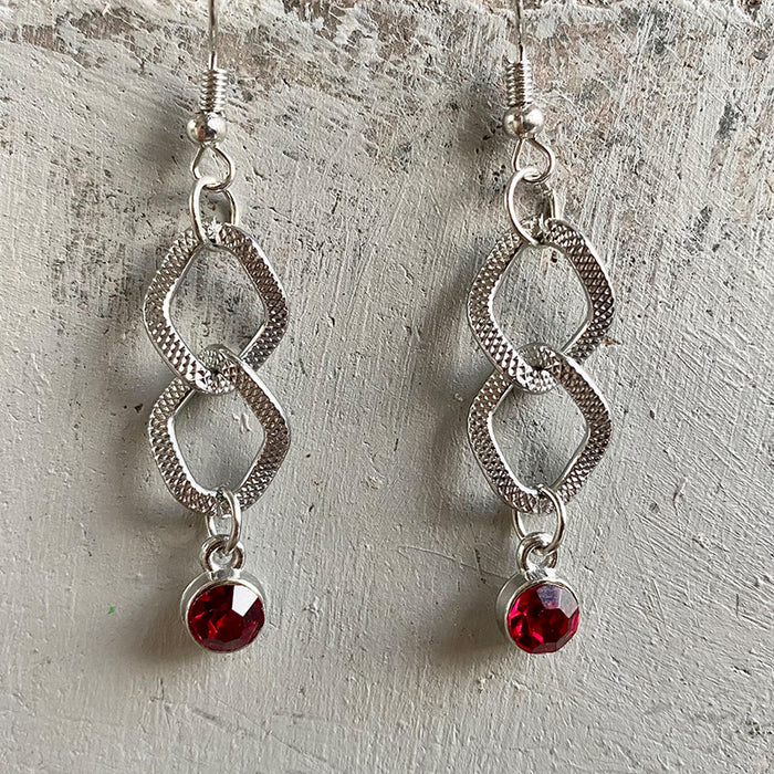 Minimalist Geometric Metal Earrings with Colorful Zircon Pendant - wallojewerly 