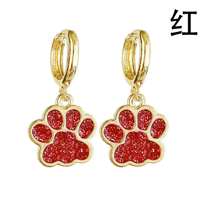 Sporty Colorful Hoop Earrings with Football and Bear Paw Designs