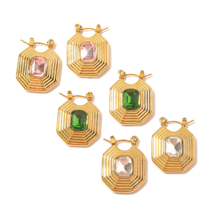 Pendientes colgantes con forma de pirámide con incrustaciones de circonitas: pendientes vintage en espiral para mujer
