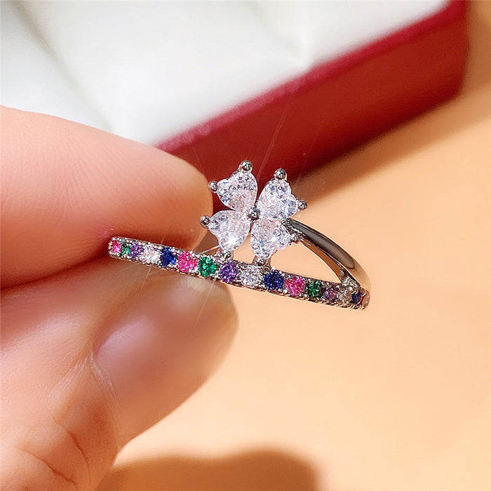 Colored zircon ring, Valentine's Day gift ring