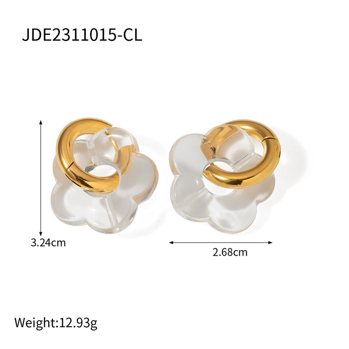 New 18K Gold Stainless Steel C-Shaped Earrings - Unique Stainless Steel Jewelry for Women