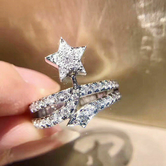 Anillo de compromiso de moda con forma de estrella de cinco puntas