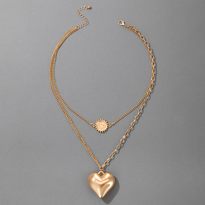 Boy & Girl Pendant Necklace - Double-Layer Geometric Chain Set