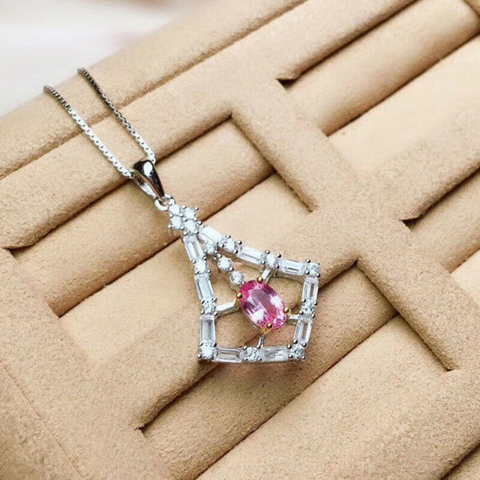 Korean pink diamond zircon pendant women's clavicle necklace