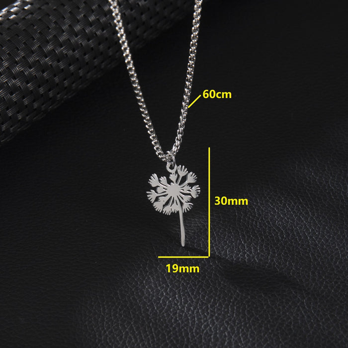 Dandelion pendant necklace, fresh and stylish stainless steel non-fading female jewelry cross-border wholesale