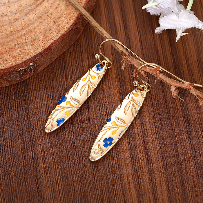 Floral long earrings creative personality ear hooks