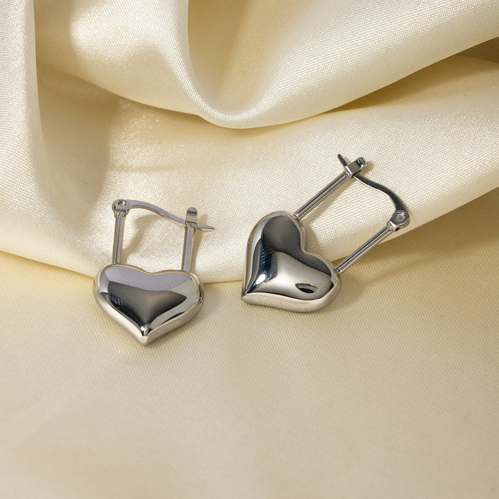 Trending Stainless Steel Heart Pendant Earrings - Valentine's Day Jewelry for Cross-Border Supply