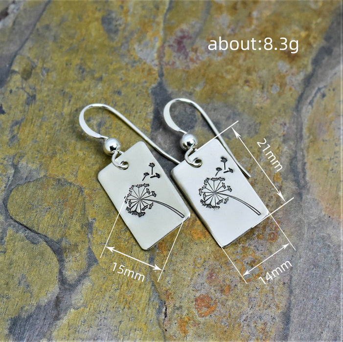 Rectangular dandelion ear hooks simple retro earrings