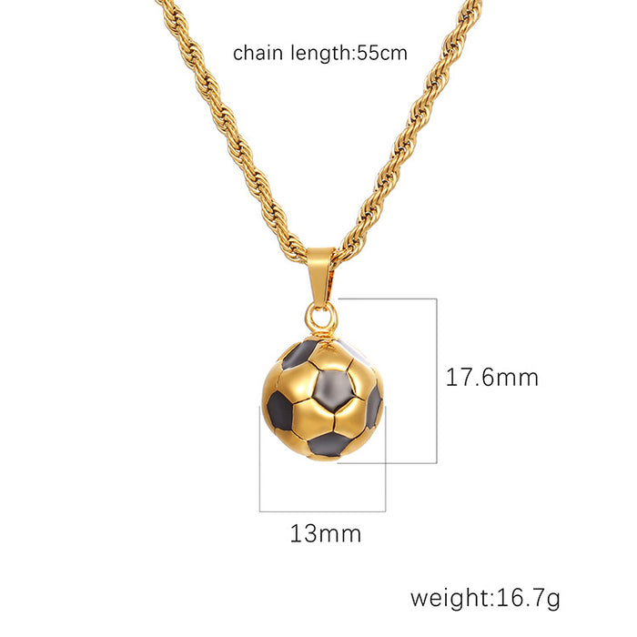 Football pendant necklace, European and American titanium steel creative sports jewelry