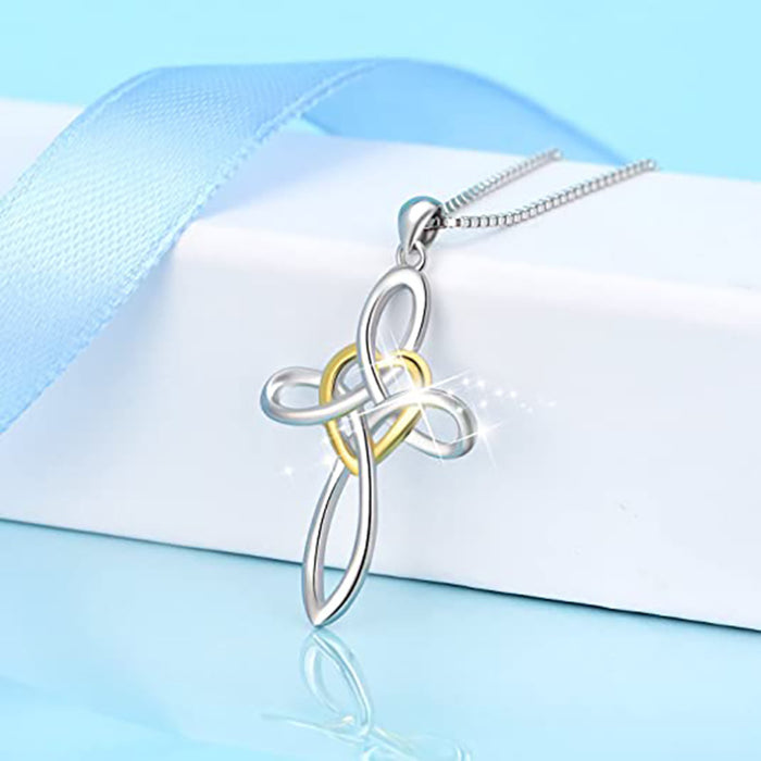 Love cross pendant simple style peace knot women's necklace