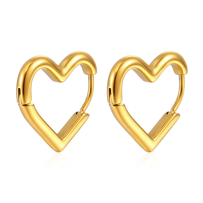 Small heart titanium steel earrings High-grade heart stainless steel design earrings