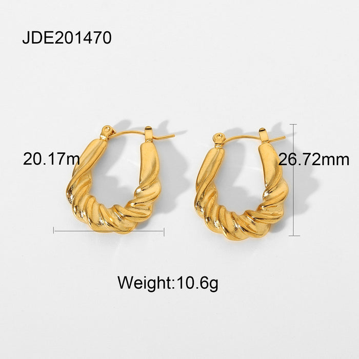 Cross-Border  Gold Plated Stainless Steel Braided Hoop Earrings - Titanium Steel Geometric Jewelry