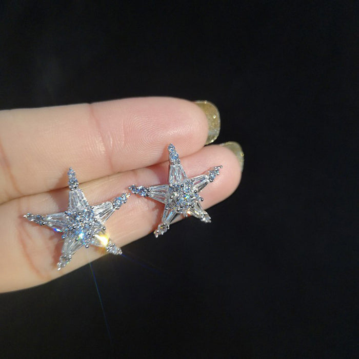 Pendientes de estrella de cinco puntas llenos de diamantes pendientes en forma de estrella pendientes de estudiante