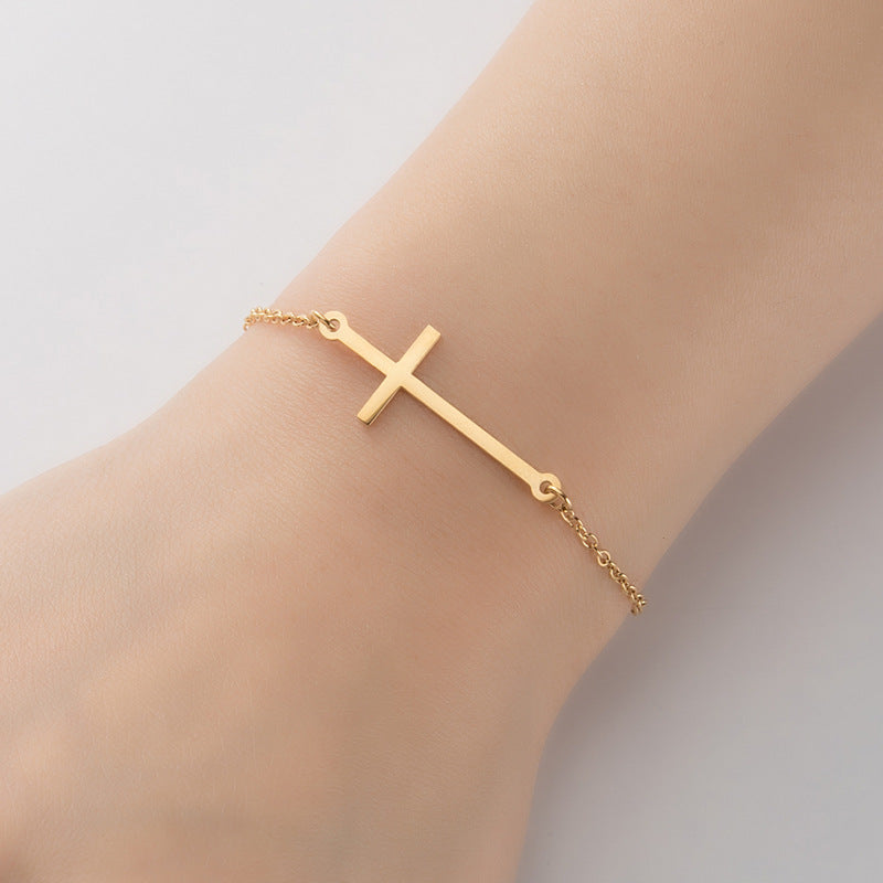 Cross pendant bracelet, simple geometric couple bracelet cross-border wholesale