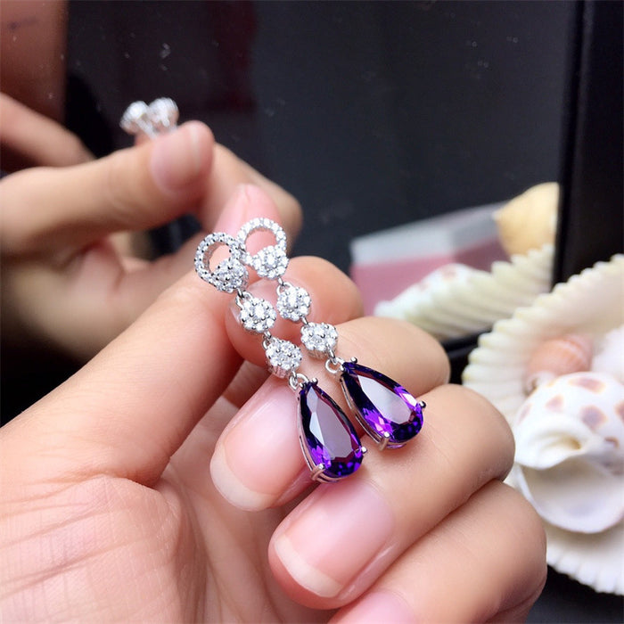 Amethyst and zircon earrings