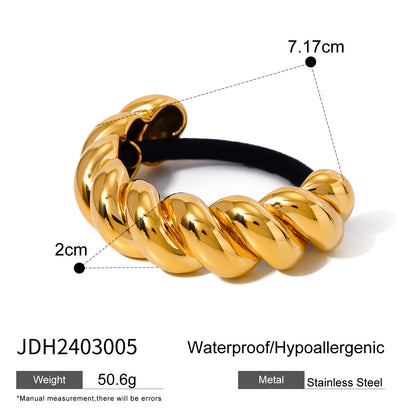 18K Gold Plated Stainless Steel Hair Tie - High-End U-Shaped Elastic Band for Ponytails