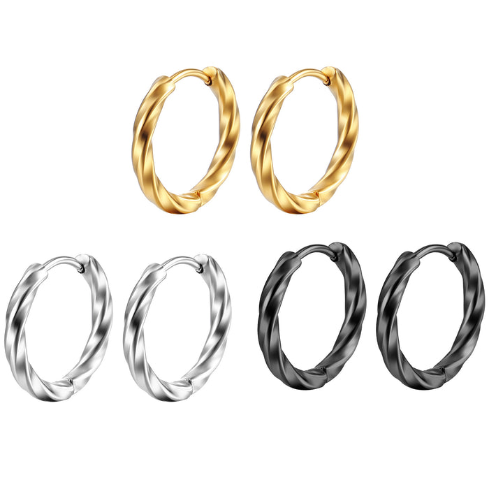 Round twisted titanium steel earrings for men and women stainless steel small earrings