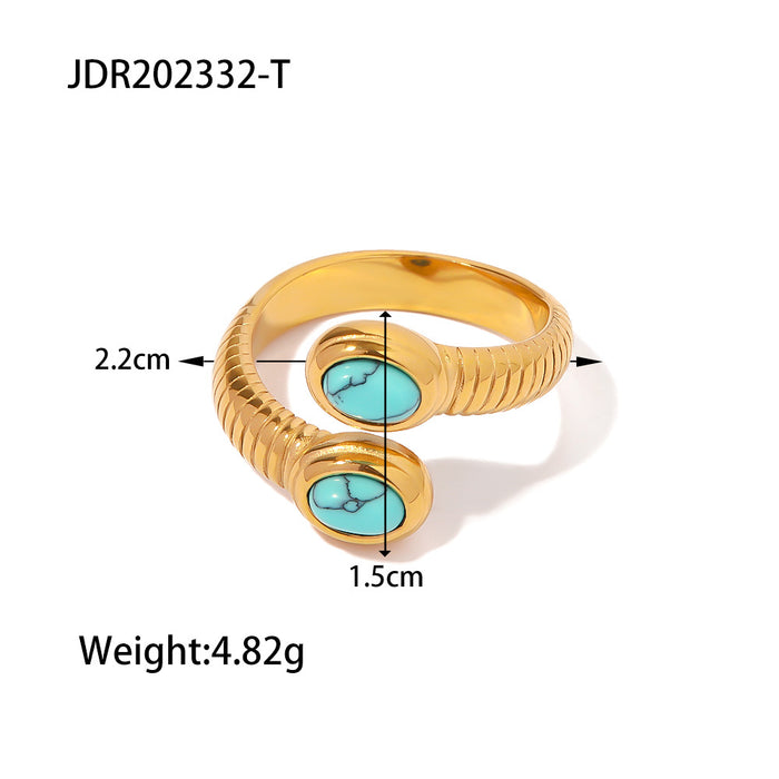 Anillo de acero inoxidable con circonitas entrelazadas en oro de 18 quilates: elegante estilo europeo