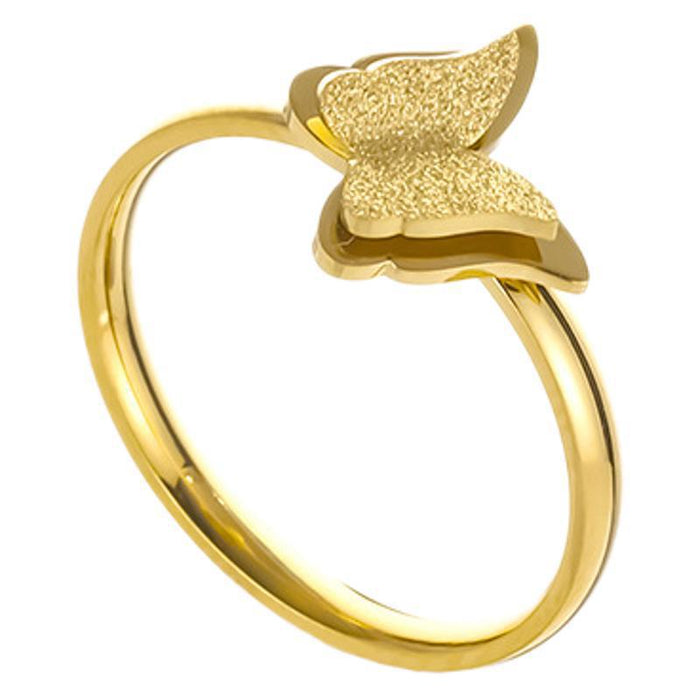 Wholesale stainless steel and titanium steel double-layer butterfly frosted rings