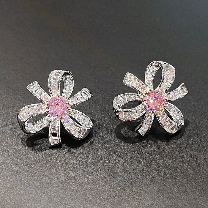 Pendientes de flores dulces con diseño floral rosa