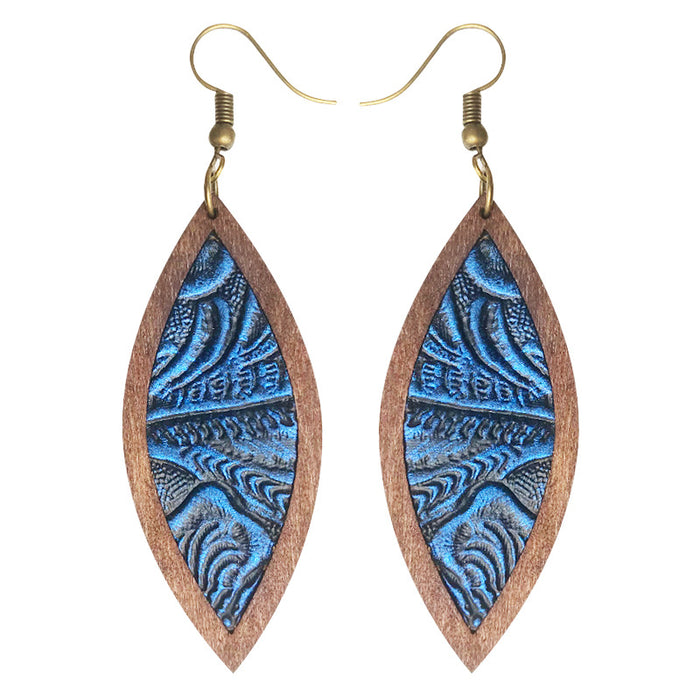 Wooden leaf earrings