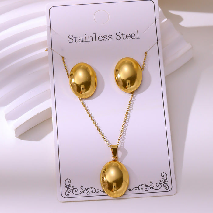 Wholesale 304 stainless steel hydraulic gold-plated earrings and necklace sets - wallojewerly 