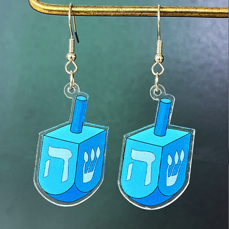 Hanukkah Candle Star Elf Acrylic Earrings - wallojewerly 