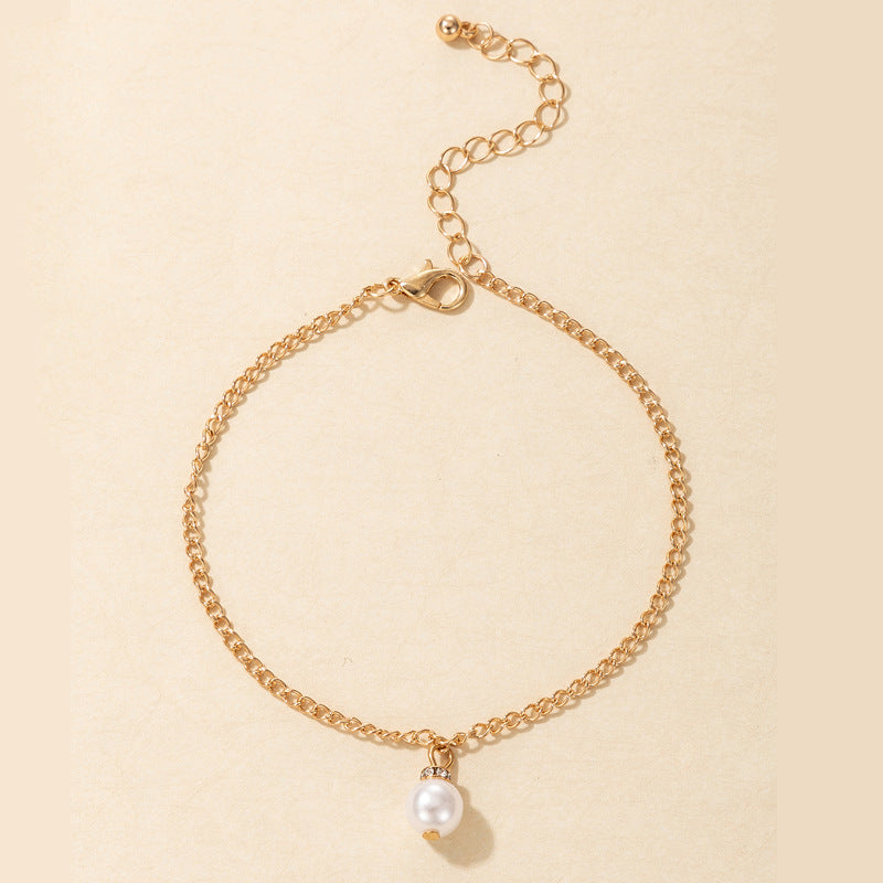 Minimalist Ins-Style Pearl Anklet with Trendy Ins-Style Pearl Anklet for Women