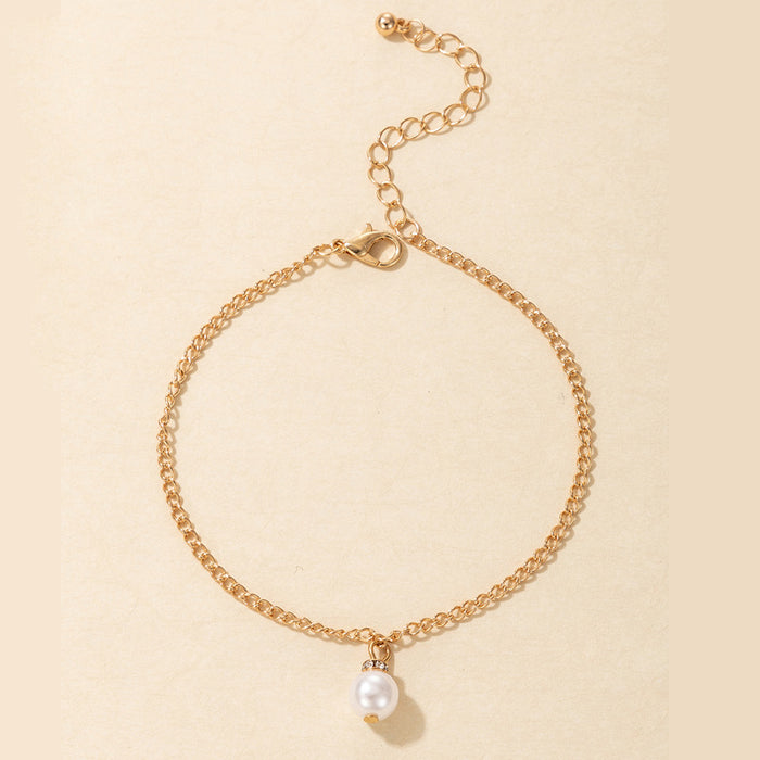 Minimalist Ins-Style Pearl Anklet with Trendy Ins-Style Pearl Anklet for Women