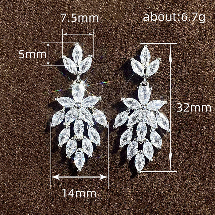 Temperament leaf bridal earrings