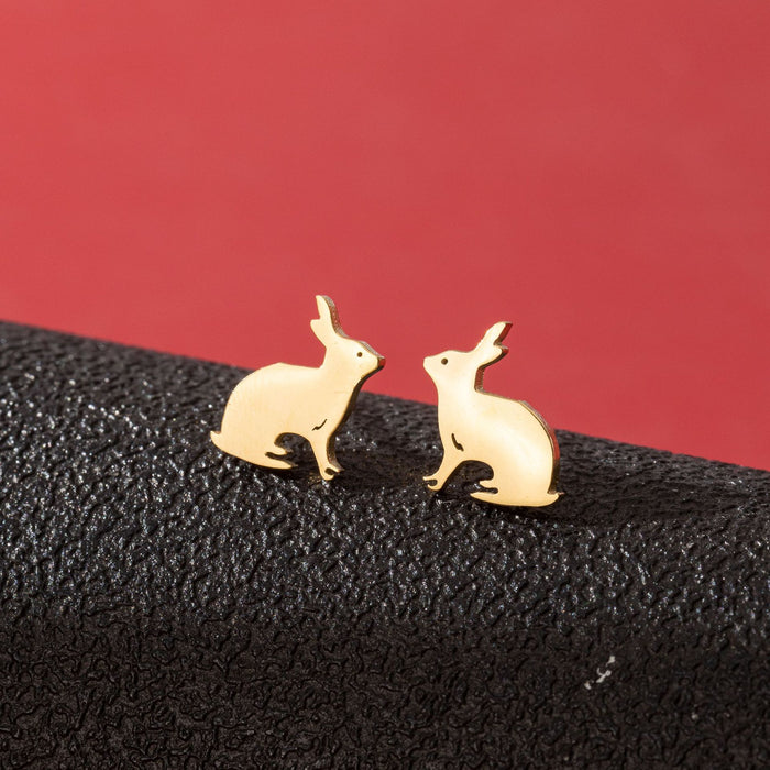 Rabbit Zodiac Stainless Steel Stud Earrings - Adorable and Playful Animal Jewelry