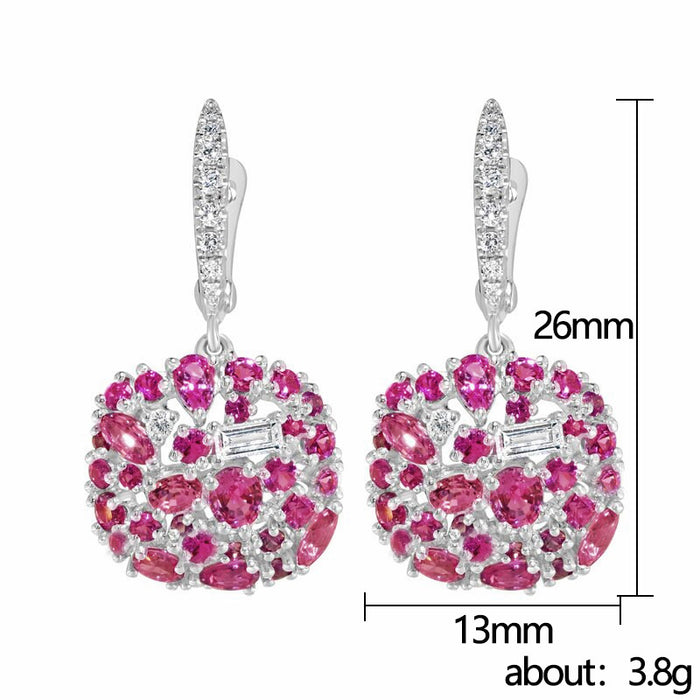 Luxury full diamond red crystal earrings for women