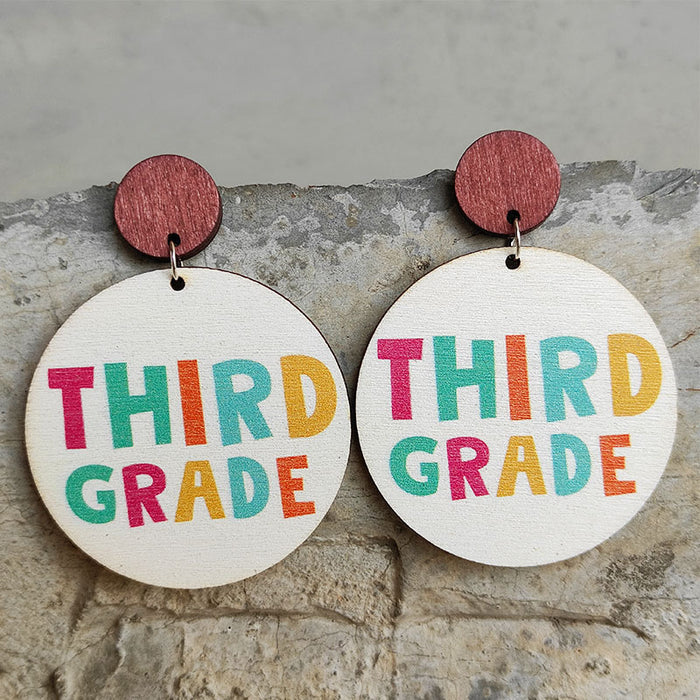 Colored alphabet wooden earrings