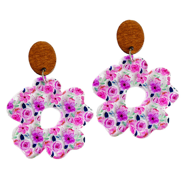 Transparent purple flower acrylic earrings