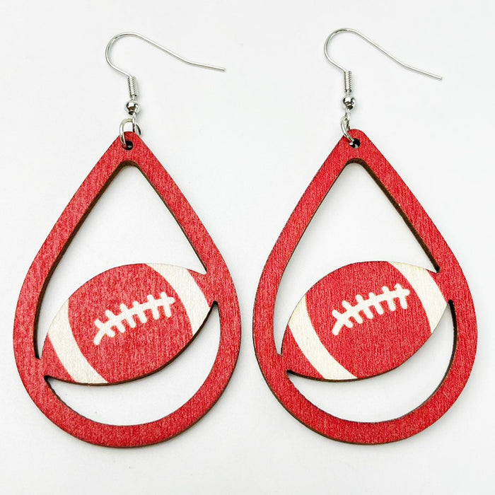 Wooden Rugby Earrings