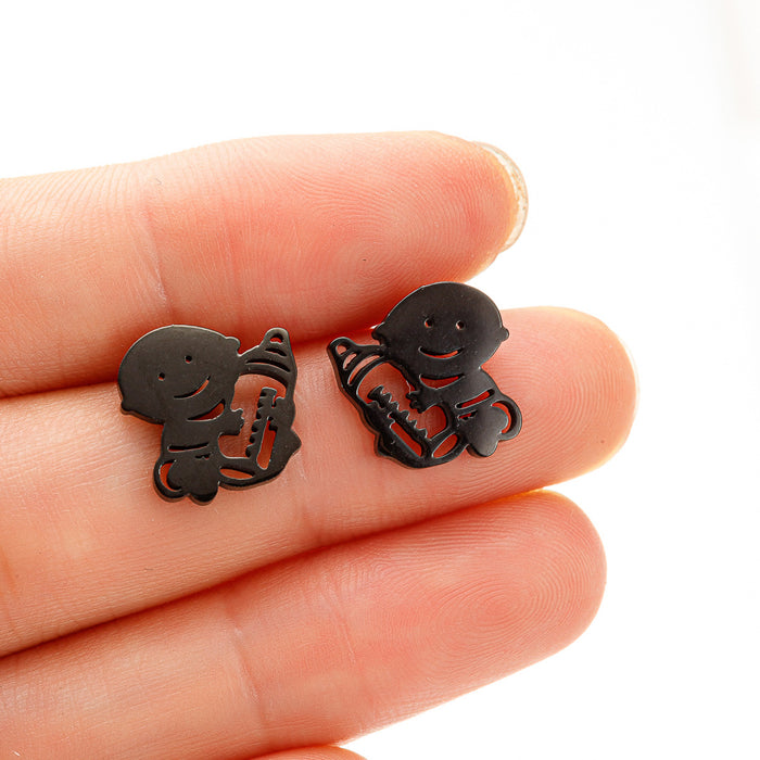 Baby Stainless Steel Stud Earrings - Adorable Mini Cartoon Jewelry for Babies