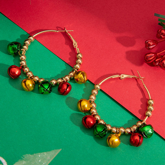 Christmas Bell Beaded Earrings Colorful Retro Earrings