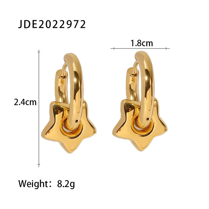 18K Gold Plated Stainless Steel Earrings - Star Shaped Pendant Design