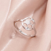 Stainless steel football ring, simple geometric round open ring wholesale - wallojewerly 