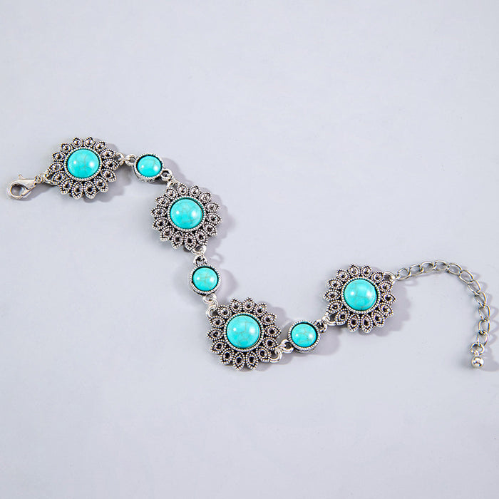 Unique Vintage Turquoise Bracelet Set - Bohemian Fashion Jewelry