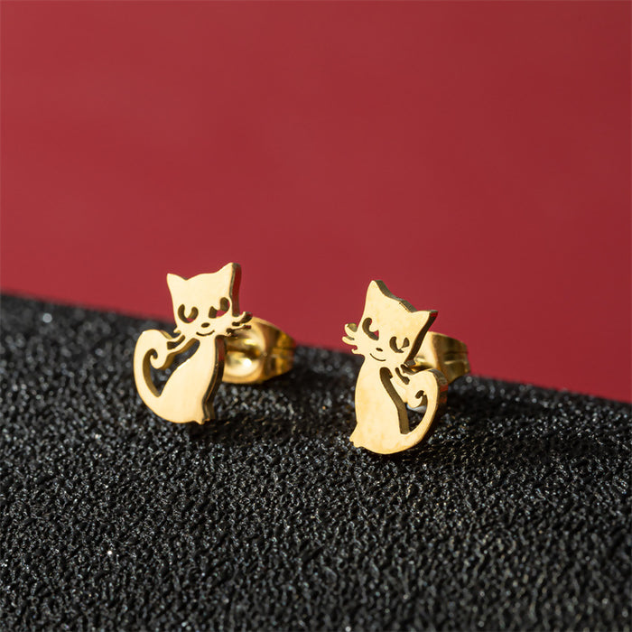 Mini Cat Paw Stainless Steel Stud Earrings - Adorable Pet Jewelry for Animal Lovers