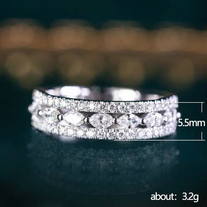 Light luxury full diamond horse eye zircon ring fashionable women's ring