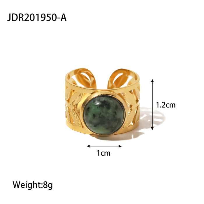 Adjustable 18K Gold Plated Stainless Steel Ring with Hollow Pattern