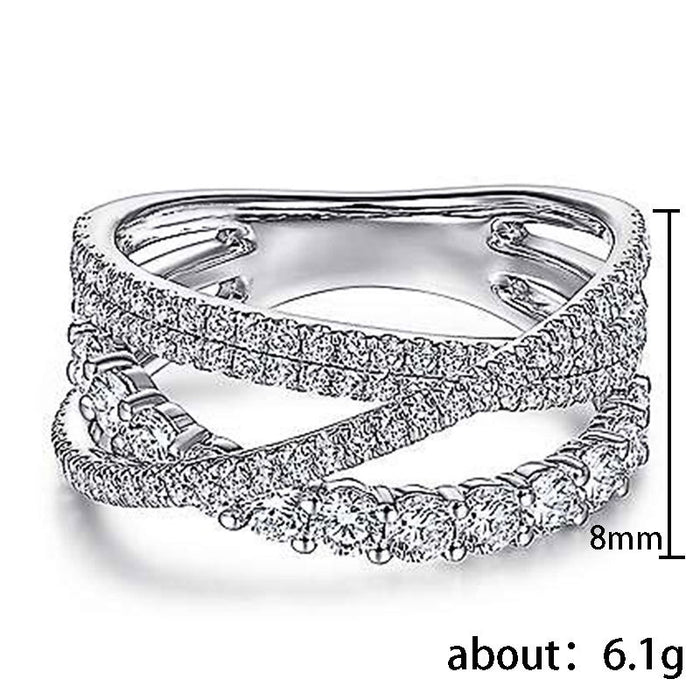 Anillo de diamantes inteligente, anillo en espiral de líneas escalonadas simples, anillo de personalidad y temperamento para mujeres