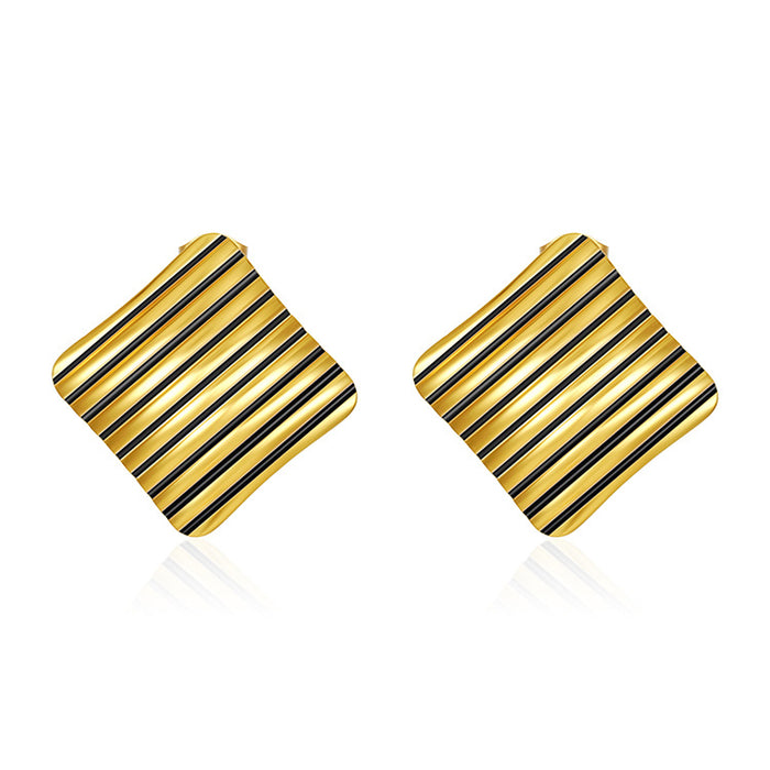 Internet celebrity love earrings, 18K gold square stripe earrings wholesale