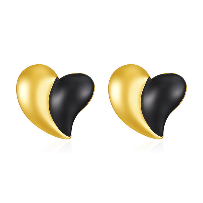 Internet celebrity love earrings 18K gold color drip glaze stainless steel earrings