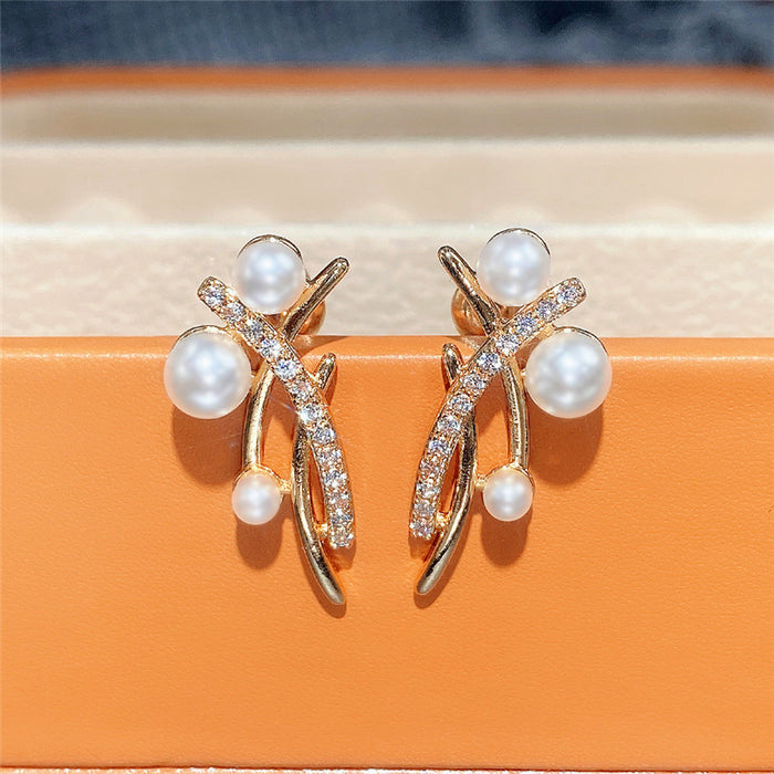 Imitation pearl earrings tassel earrings retro earrings for women